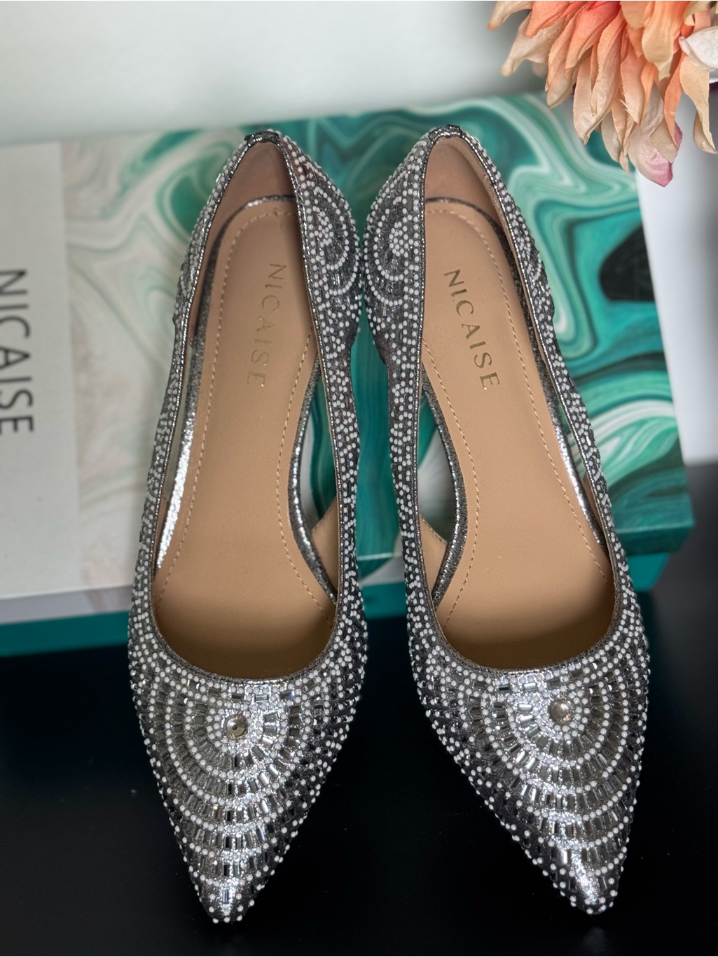 Stunning AllOver Crystal Pumps  Silver Glitter  Unique Sculptural Heel